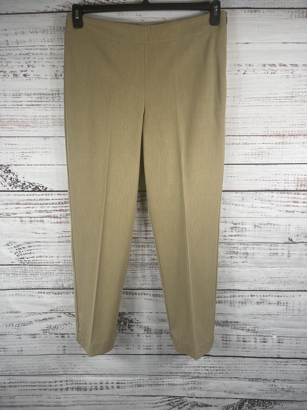 Talbots Pants Womens SZ 12 Beige Classic Side Zip Stretch Straight Lg Dress Work